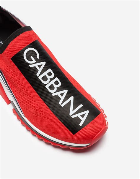 Dolce And Gabbana Synthetic Sorrento Bassa Maglina Tech Knit Sneakers In Red For Men Lyst