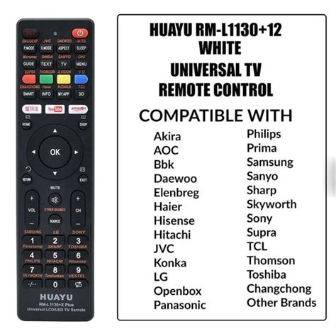 Huayu RM L1130 12 Universal LED LCD TV Remote Control For Majority