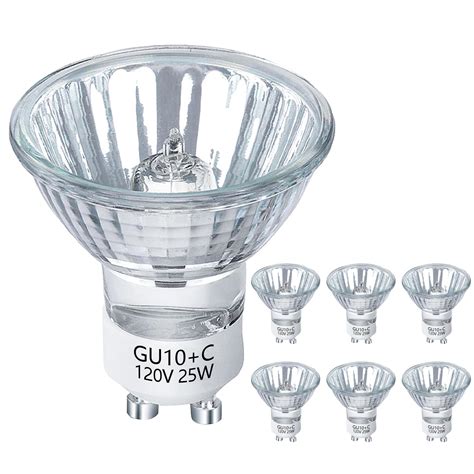 Gu10 Bulb 6 Pack Halogen Gu10 120v 25w Dimmable Warm White Mr16 Gu10