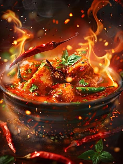 Premium Photo Fiery Hot Chili Soup In A Bowl To Showcase The Fiery And Spicy Elements Of