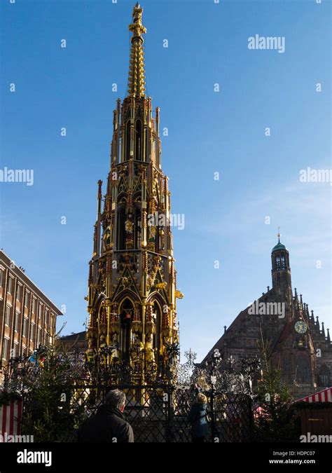 Schoner Brunnen Beautiful Fountain Highly Decorated With Colourful