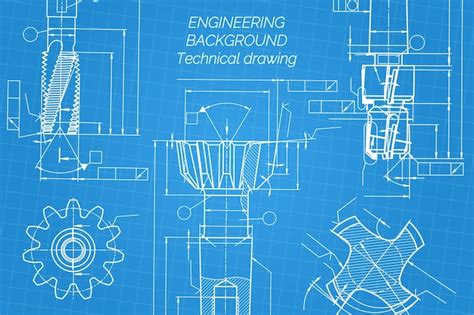 Dibujos De Ingenier A Mec Nica Sobre Fondo Azul Tap Tools Barrena