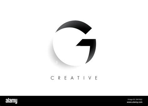 Negative Space Letter G Logo Icon Design With Soft Shaddow In Black And