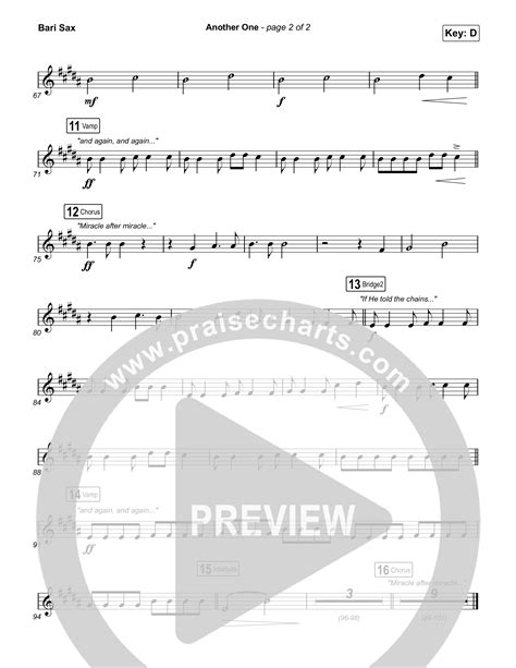 Another One Bari Sax Sheet Music Pdf Elevation Worship Praisecharts