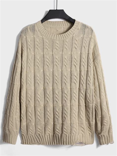 ROMWE Rapazes Suéter Malha de Cabo Ombro caído Knitwear men Drop