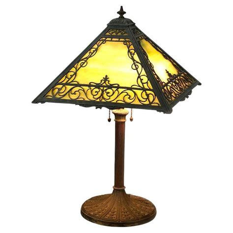 Antique Arts And Crafts Miller Slag Glass Table Lamp Circa 1920 At 1stdibs