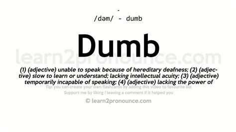 Pronunciation Of Dumb Definition Of Dumb Youtube