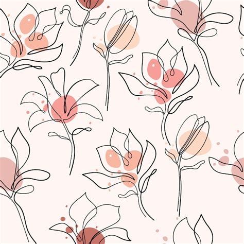 Premium Vector Hand Drawn Magnolia Flower Seamless Pattern Continuous