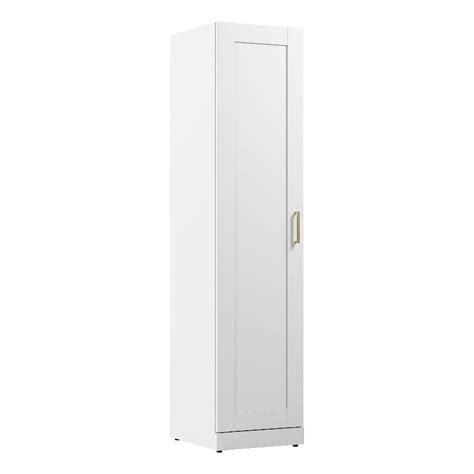 Bowery Hill Tall Narrow Storage Cabinet With Door In White Engineered