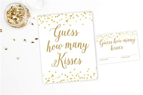 Guess How Many Kisses Gold Confetti Printable Pretty Collected