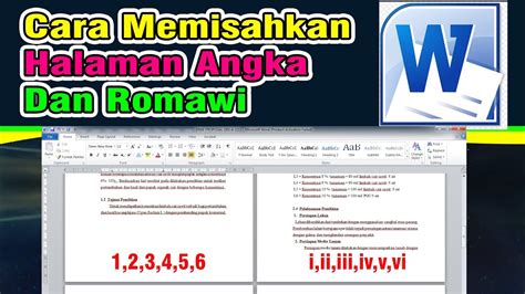 Cara Memisahkan Halaman Angka Dan Romawi Microsoftword YouTube