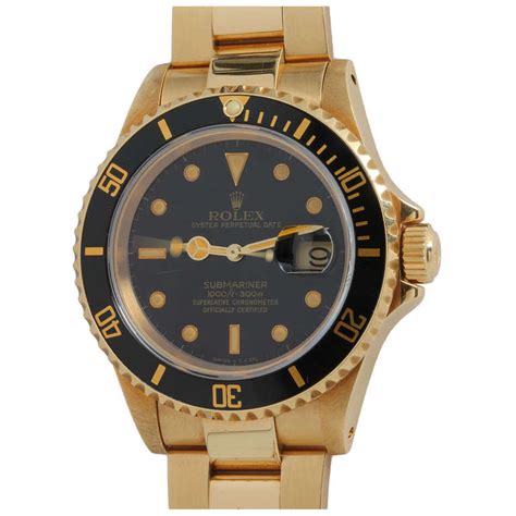 Rolex Yellow Gold Submariner Wristwatch Ref 16618 Circa 1991 At 1stDibs