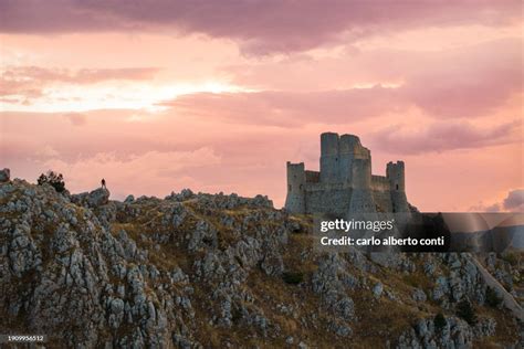 Aerial View Taken By Drone Of Rocca Calascio Castle During A Colored Autumn Sunrise National ...