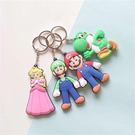 Games Super Mario Bros Cartoon PVC Keychain Anime Figures Toy Luigi