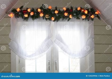 Christmas Decoration In The House Above The Window Stock Photo Image