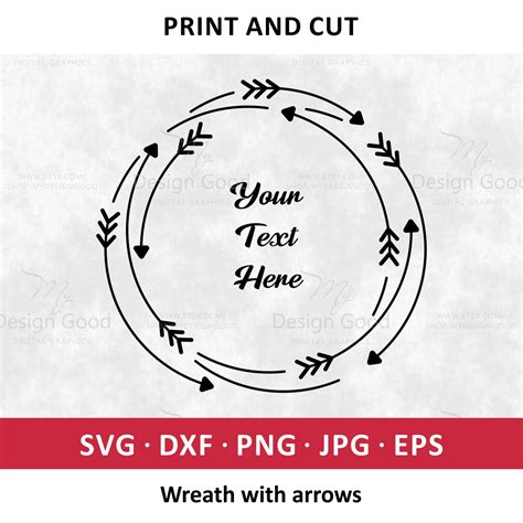 Arrow Wreath Svg Frame With Arrow Svg Circle Wire Frame Svg Etsy