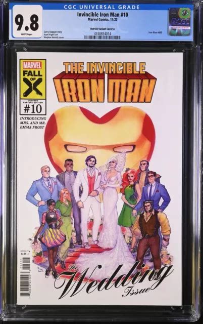 INVINCIBLE IRON MAN 10 CGC 9 8 Hetrick Wedding Cover Marvel 2023 Emma