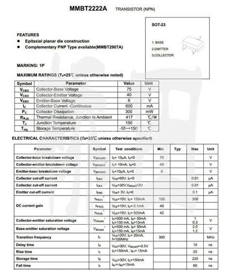 MMBT2222A 1P NPN 0 6A 40V SMD Transistor SOT 23 International Society