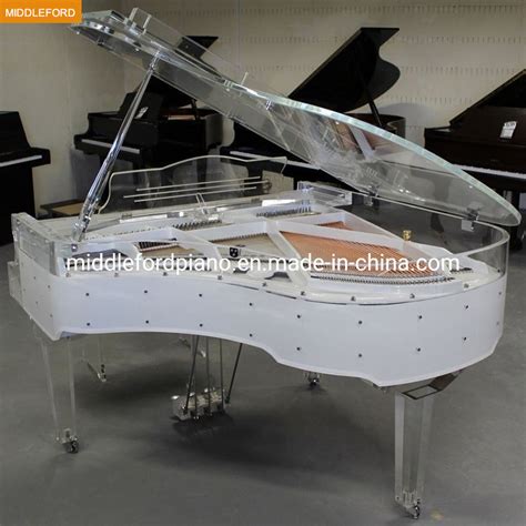 White Frame Crystal Grand Piano Gp 168A With LED Lights Crystal Grand