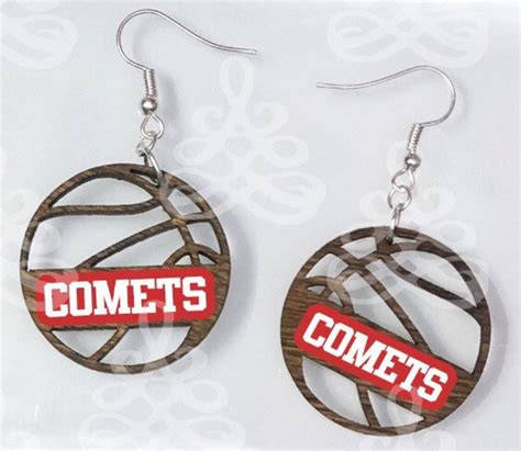 Wooden Basketball Earrings Customizable Etsy