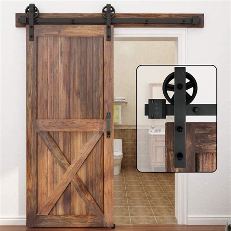 Winsoon 4 18ft Single Wood Sliding Barn Door Hardware Basic Black Big