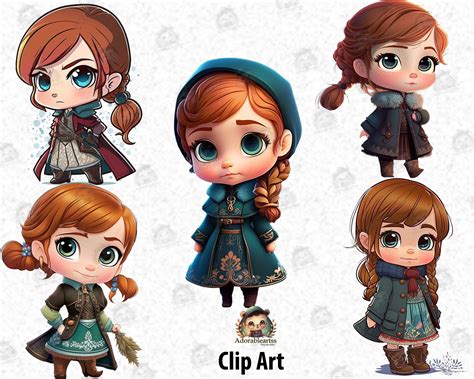 Frozen Anna Princess Cute Girl Chibi Clipart Frozen Parody Etsy