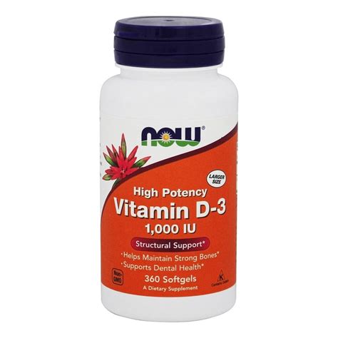 Now Foods High Potency Vitamin D3 1000 Iu 360 Softgels 2 Pack