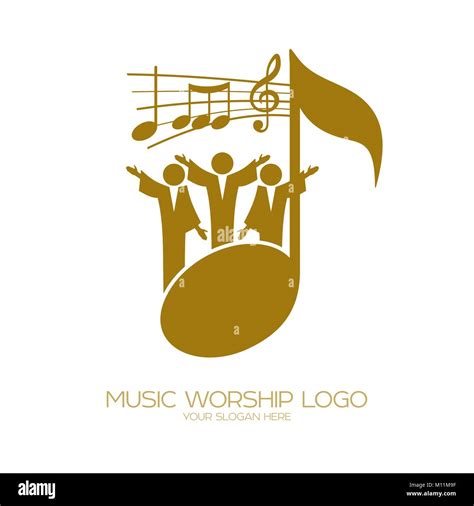 Music Logo Christian Symbols Believers In Jesus Sing A Song Of Glorification To The Lord Stock