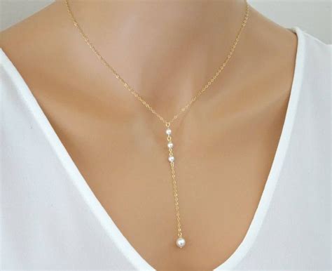 Dainty Pearl Necklace Elegant Bridal Necklace Bridesmaid Etsy