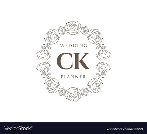 Ck Initials Letter Wedding Monogram Logos Vector Image