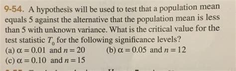 Solved A Hypothesis Will Be Used To Test That A Population Chegg