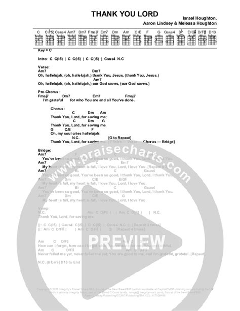 Thank You Lord Chords PDF (Israel Houghton) - PraiseCharts