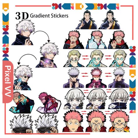 Jujutsu Kaisen Anime Stickers 3d Gradient Sticker Itadori Fushiguro