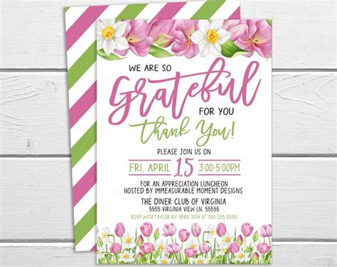 Appreciation Invitation Grateful For You Teacher Staff Etsy