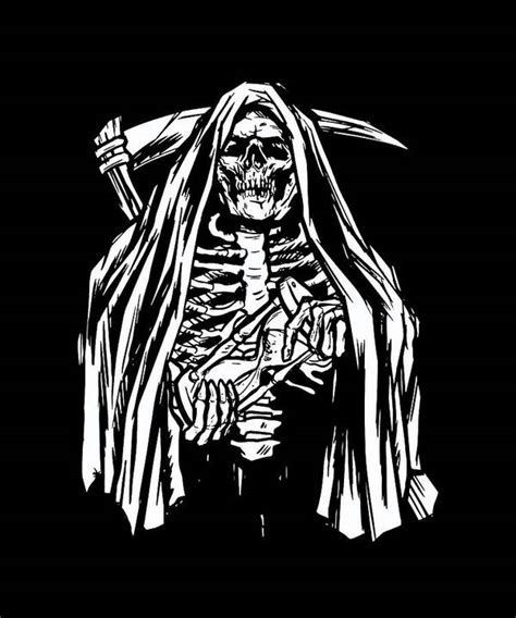 Modern Art Pop Art Black White Print Digital Print Grim Reaper Art