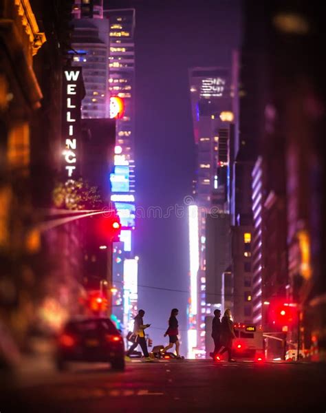 New York City Streets At Night Editorial Photo Image Of Lights