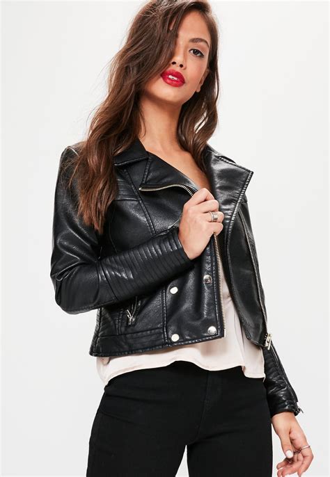 Missguided Black Faux Leather Military Biker Jacket Leather Jacket Girl Jackets Leather