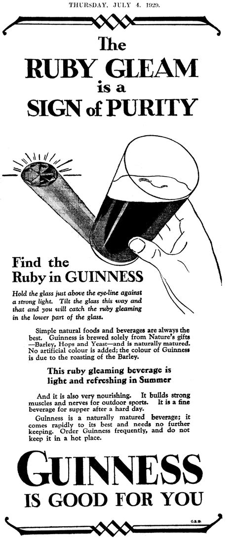 1929. Guinness advert. Guinness Advert, Retro Food, Rms Titanic, Retro ...