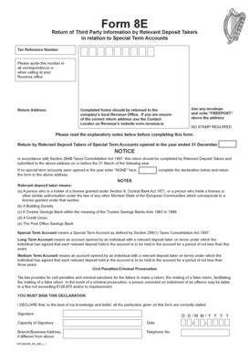 Fillable Online Revenue Form E Return Of Third Party Information By