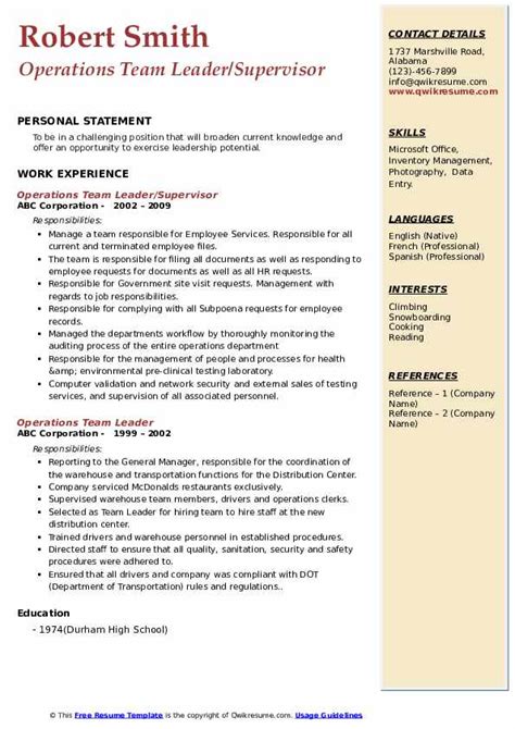 Team Lead Cv For Team Leader Team Lead Resume Example And Guide Zipjob Design And Lead