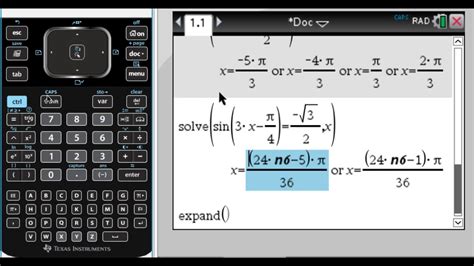 Solving Trig Equations On The Ti Nspire Cas Youtube