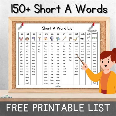 150+ Short A Words (Free Printable List) - Literacy Learn