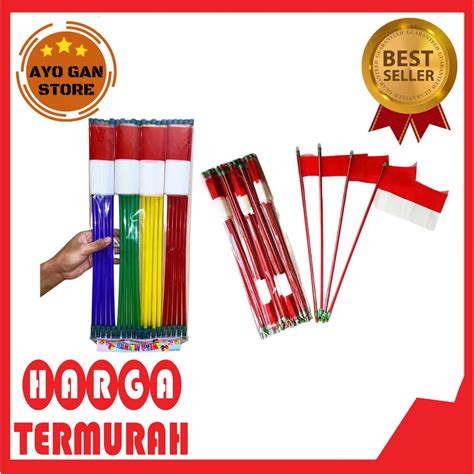 Jual Stick Bendera Merah Putih Plastik Plus Peluit Isi 20pcs