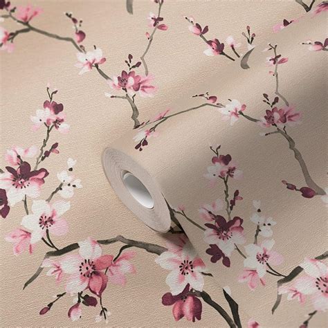 As Creation Floral Blossom Tree Branches Wallpaper Beige Pink White