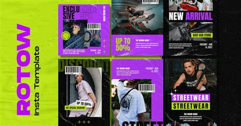 Rotow Streetwear Fashion Instagram Template Graphics Envato Elements