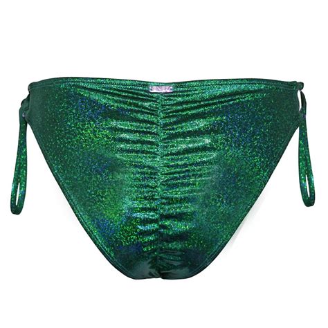 Eden Adjustable Scrunch Bikini Bottom Glitter Green Enez Swim