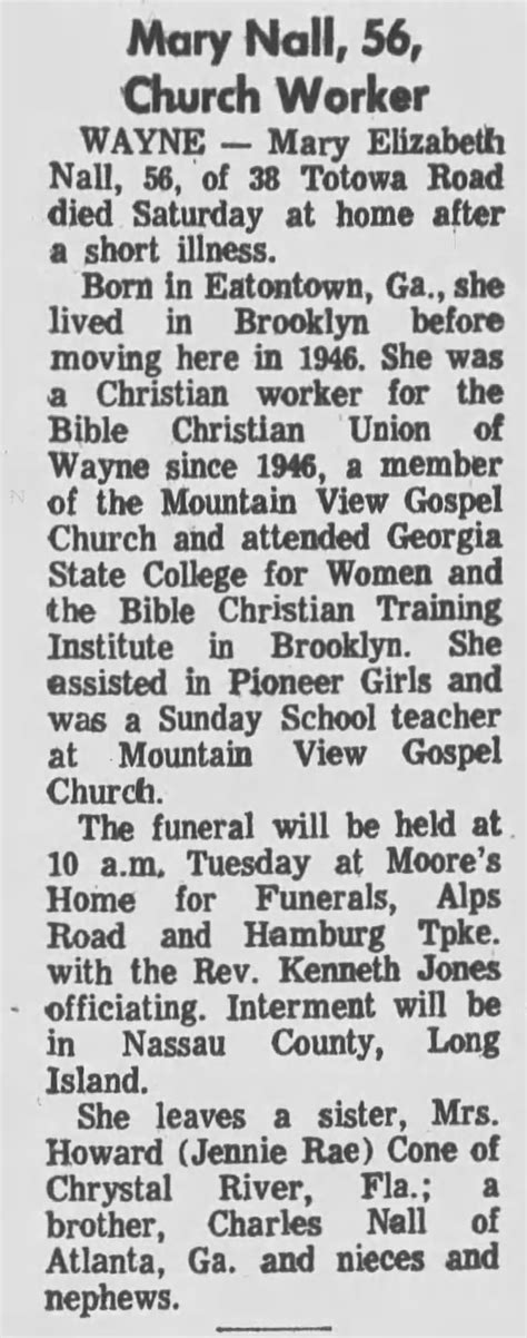 Obituary Mary Elizabeth Nall ™