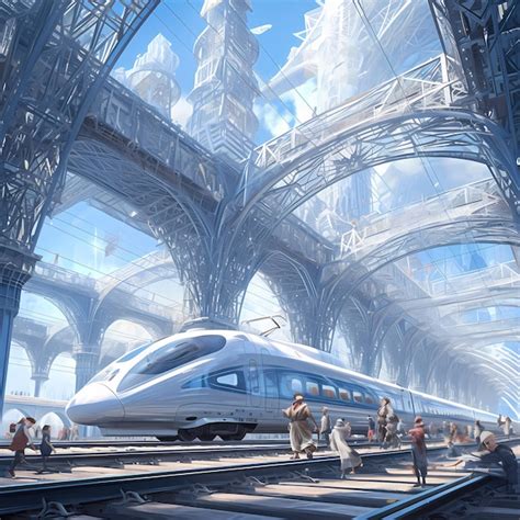 Premium Photo | Future City Train Station Concept Art