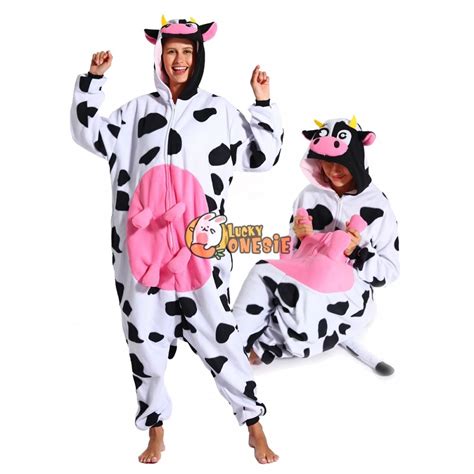 Adult Cow Onesie With Udders For Women And Men Pajamas Easy Halloween