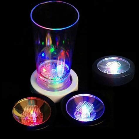 120pcs Rgb Color Changing Led Coaster Flashing Light Beer Wine Glass